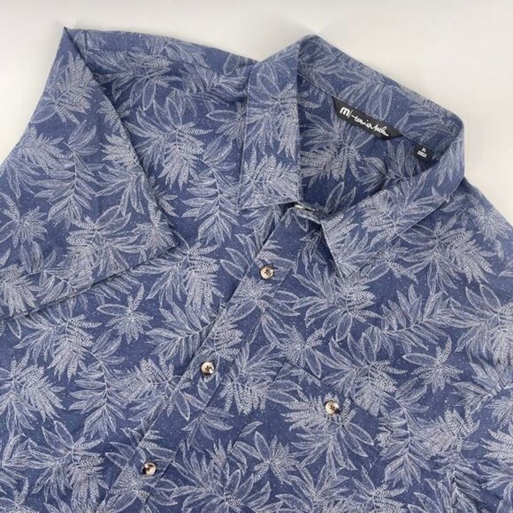 Travis Mathew Blue Floral Casual Button Down Shirt